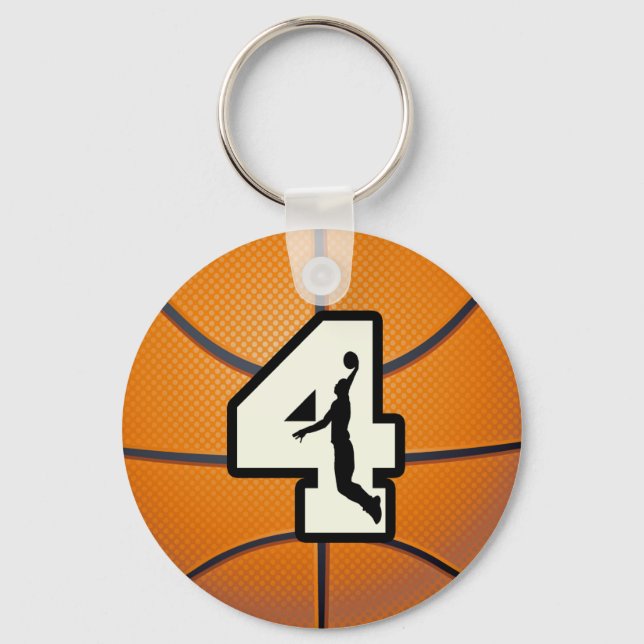 Number 4 Basketball and Player Keychain (Front)