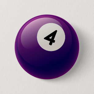 NUMBER 4 BILLIARDS BALL 2 INCH ROUND BUTTON
