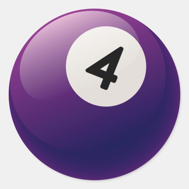 NUMBER 4 BILLIARDS BALL CLASSIC ROUND STICKER (Front)