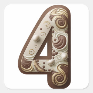 Number 4 Chocolate stickers