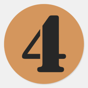 Number 4 Four Peru Gold Stencil Numbers by Janz Classic Round Sticker