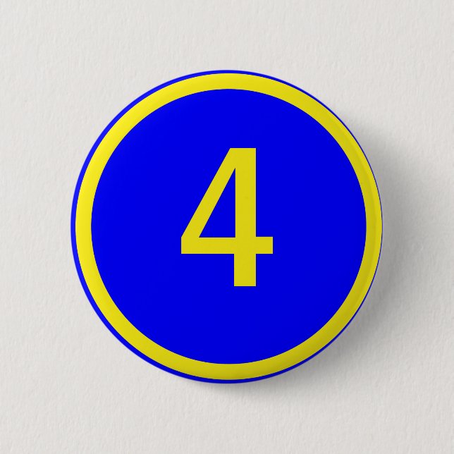 number 4 in a circle 2 inch round button (Front)