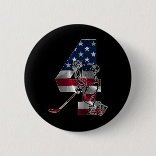 Number 4 Years Ice Hockey 4th Birthday (1) 2 Inch Round Button
