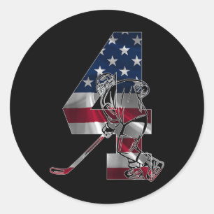 Number 4 Years Ice Hockey 4th Birthday (1) Classic Round Sticker