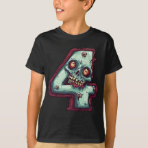 Number 4 Zombie Halloween Theme 4 Year Old Kids 