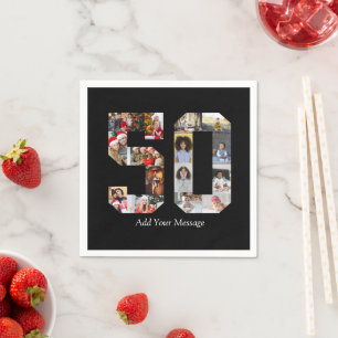 Number 50 Photo Collage Napkin
