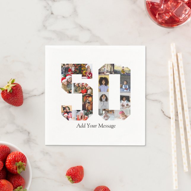 Number 50 Photo Collage Napkin (Insitu)
