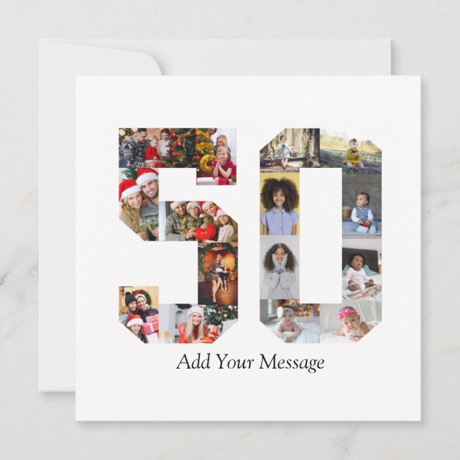 Number 50 Photo Collage Thank You Card (Front)
