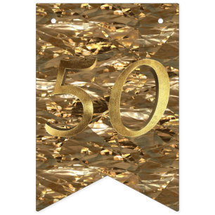 Number 50 Wedding 50th Birthday Anniversary Gold Bunting Flags