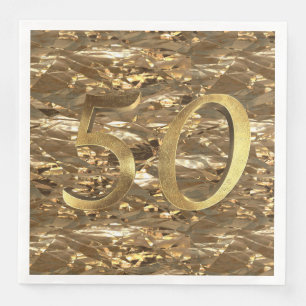 Number 50 Wedding 50th Birthday Anniversary Gold Napkin