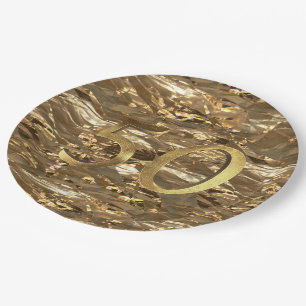 Number 50 Wedding 50th Birthday Anniversary Gold Paper Plate