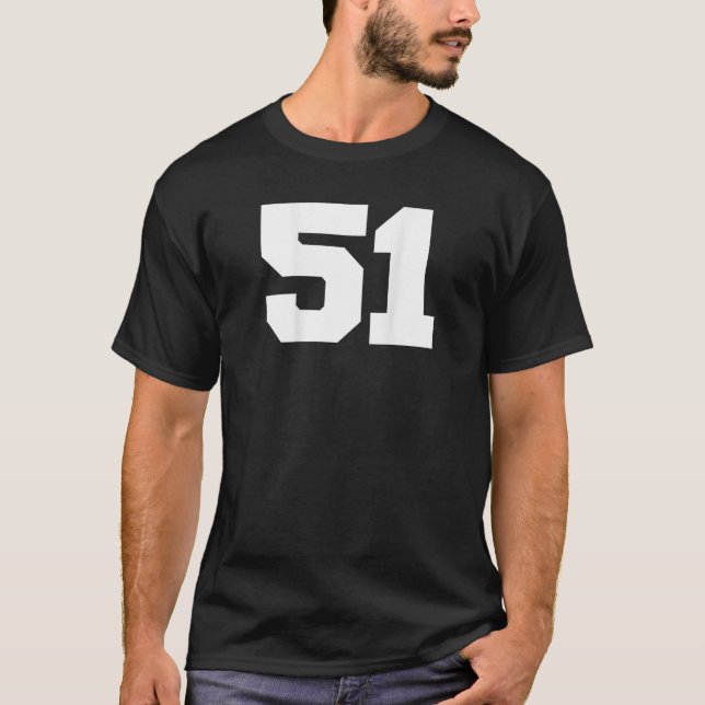Number 51 Sports Jersey Player 51 Fan BACK PRINT V T-Shirt (Front)