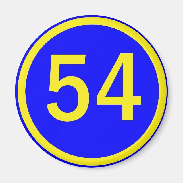 number, 54, in a circle magnet (Front)