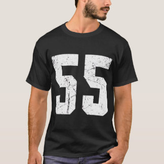 Number #55 Sport Jersey Birthday Age Lucky No. Whi T-Shirt