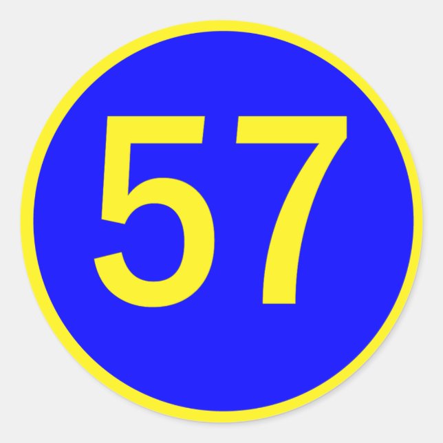 number 57 in a circle classic round sticker (Front)