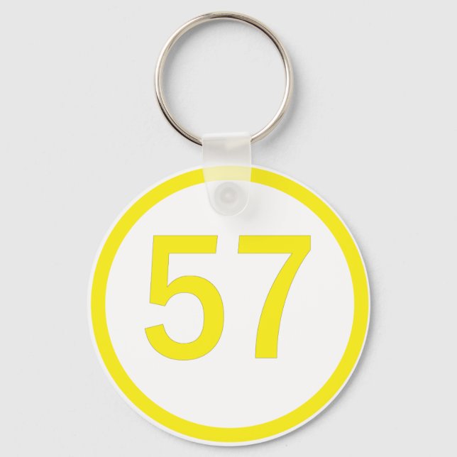 number, 57, in a circle keychain (Front)