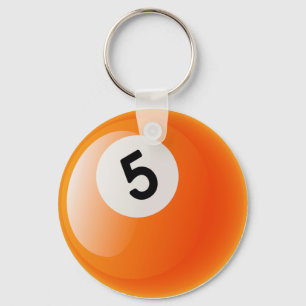 NUMBER 5 BILLIARDS BALL KEYCHAIN