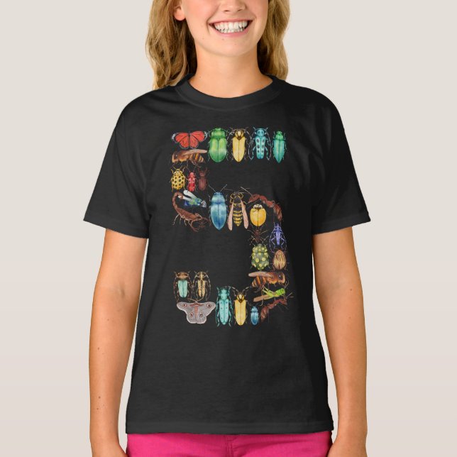 Number 5 Bugs Insects Beetles 5 Year Old Boys Kids T-Shirt (Front)