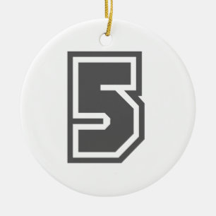 Number 5 ceramic ornament