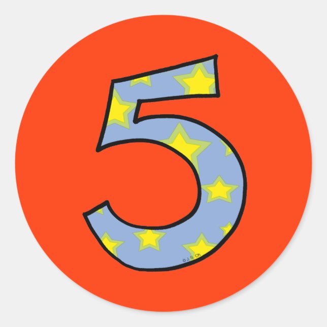 Number 5 classic round sticker (Front)