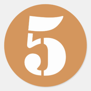 Number 5 Five Peru Gold Stencil Numbers by Janz Classic Round Sticker