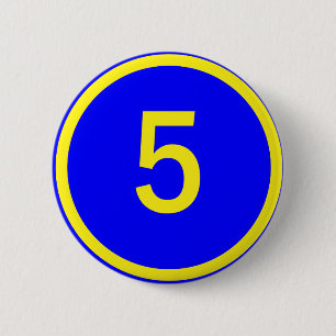 number 5 in a circle 2 inch round button