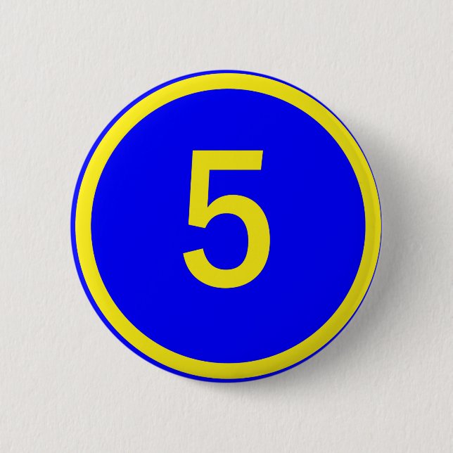 number 5 in a circle 2 inch round button (Front)