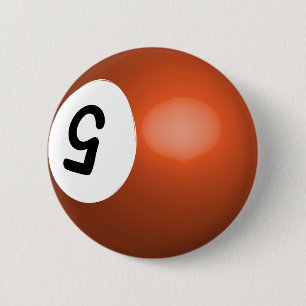 Number 5 Orange Pool Ball Button