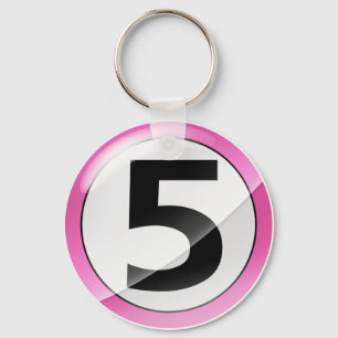 Number 5 pink Key Chain