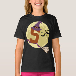 Number 5 Witch Halloween Theme 5 Year Old Kids T-Shirt