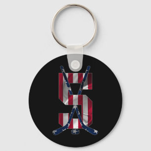 Number 5 Years Ice Hockey 5th Birthday  Keychain