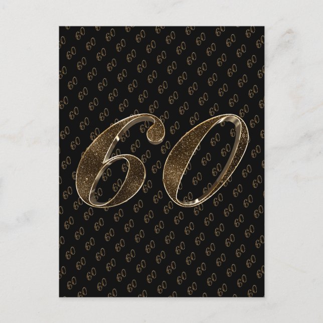 Number 60 Black Gold 60th Birthday Diamond Wedding Postcard (Front)
