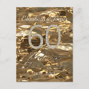 Number 60 Diamond Wedding 60th Anniversary Gold Postcard