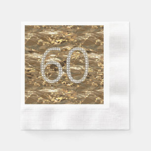 Number 60 Diamond Wedding Anniversary Gold Chic Napkin