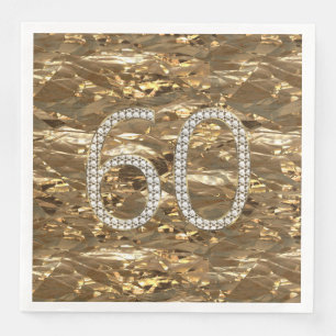 Number 60 Diamond Wedding Anniversary Gold Chic Napkin