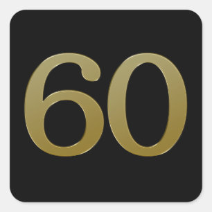 Number 60 Gold Square Sticker