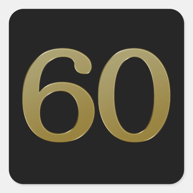Number 60 Gold Square Sticker (Front)
