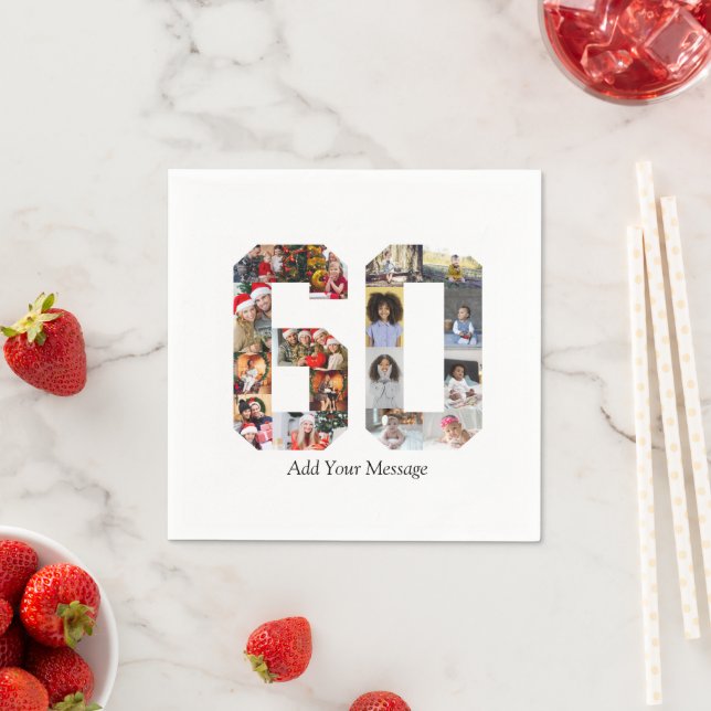 Number 60 Photo Collage Napkin (Insitu)
