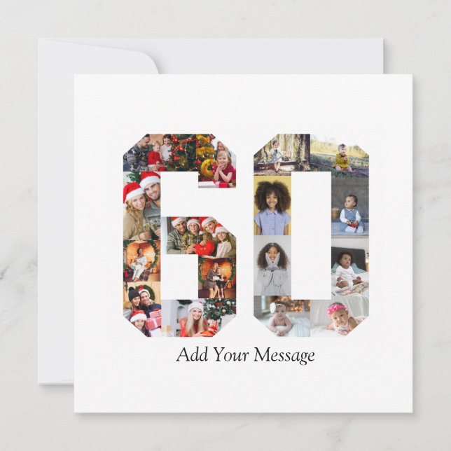 Number 60 Photo Collage Thank You Card (Front)