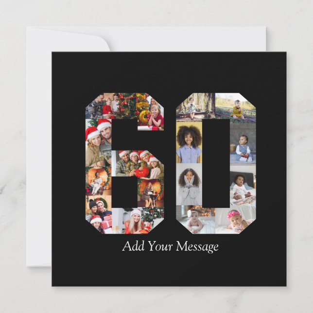 Number 60 Photo Collage Thank You Card (Front)