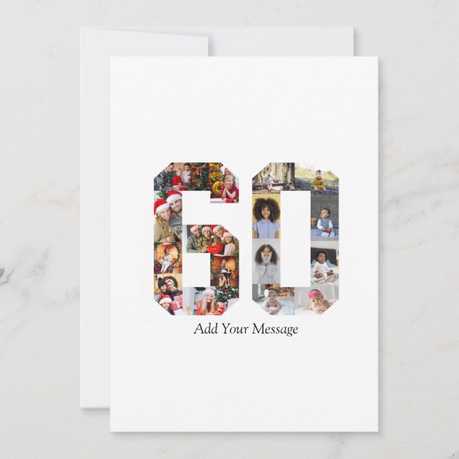 Number 60 Photo Collage Thank You Card (Front)