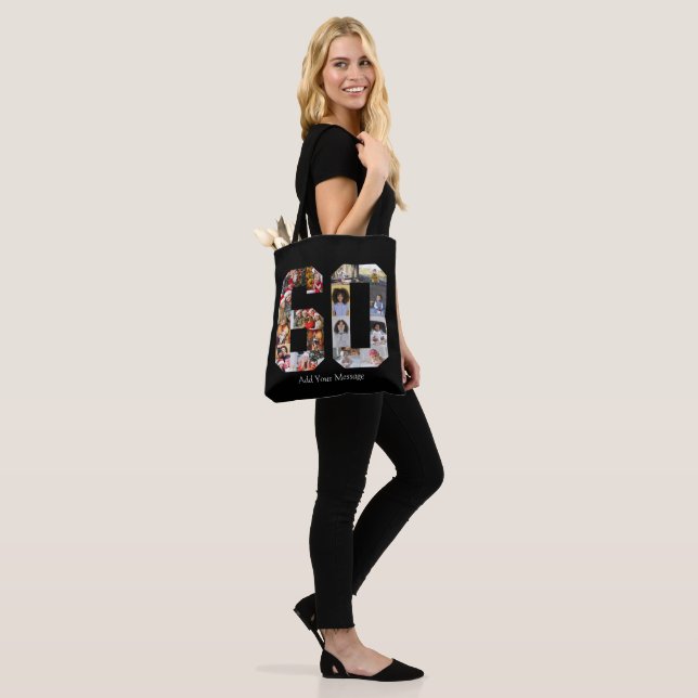 Number 60 Photo Collage Tote Bag (On Model)