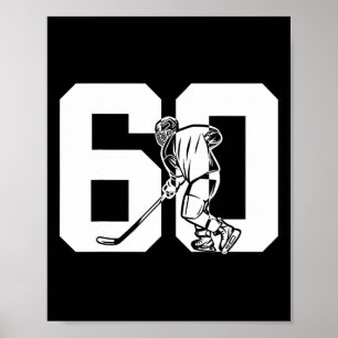 Number 60 Years Ice Hockey 60th Birthday Poster