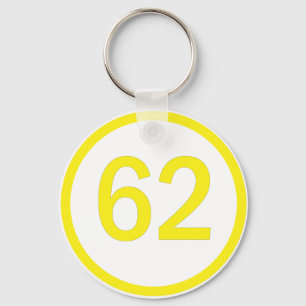 Number, 62, in a circle keychain