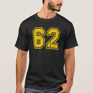 Number 62 Sports Jersey Uniform Fan Athlete Yellow T-Shirt