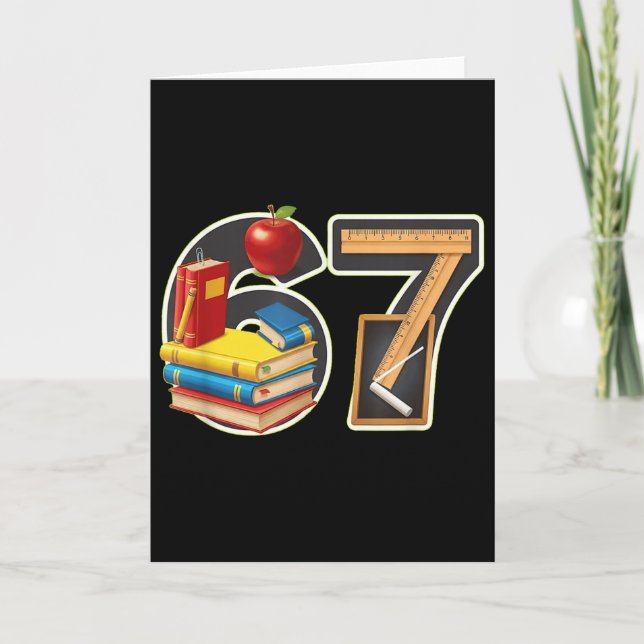 Number 67 Apple Books Ruler Design  Card (Front)