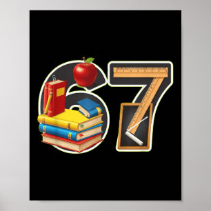 Number 67 Apple Books Ruler Design Poster