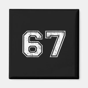 Number 67 Distressed Vintage Sixty Seven Sport Tea Magnet