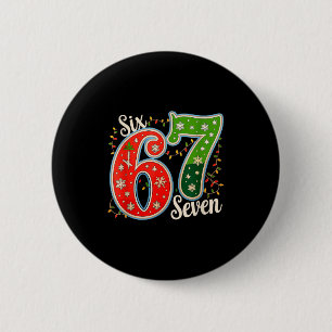 Number 67 Funny Six Seven 6 7 Meme Christmas Light 2 Inch Round Button