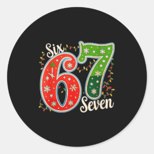 Number 67 Funny Six Seven 6 7 Meme Christmas Light Classic Round Sticker